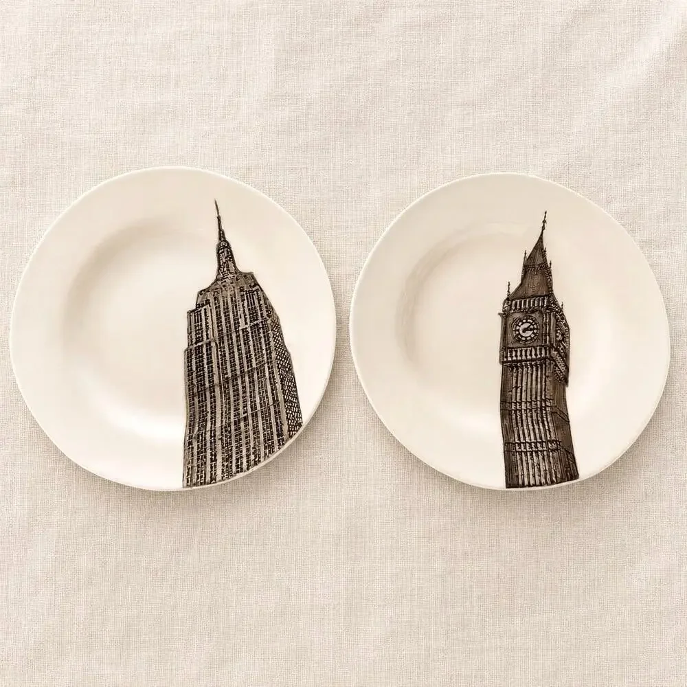 Restoration Hardware RH Landmark Plates Big Ben Empire State 8